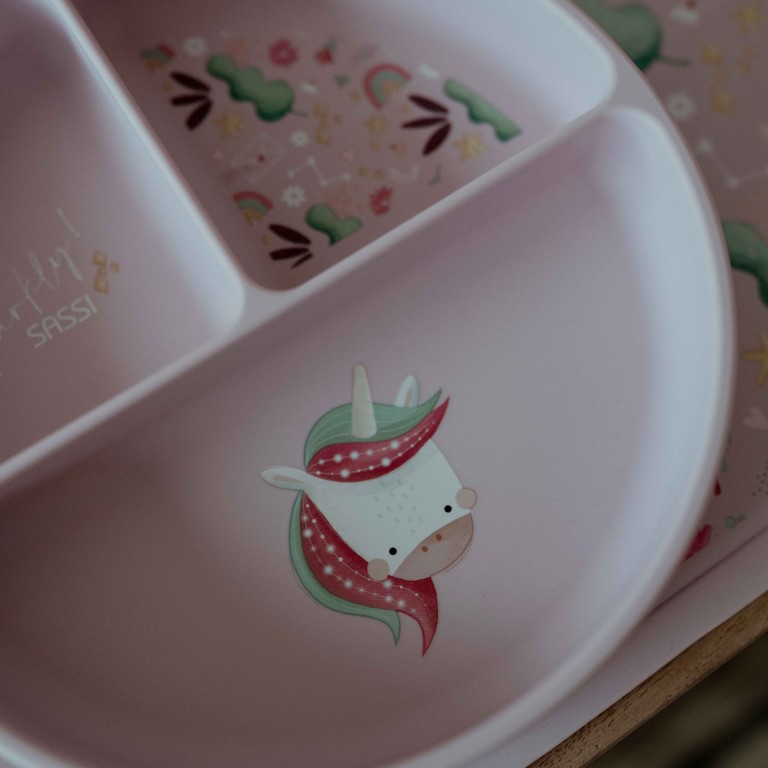Assiette avec ventouse en silicone - Sparkly la licorne