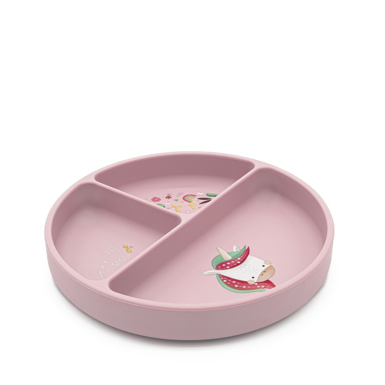 Assiette avec ventouse en silicone - Sparkly la licorne