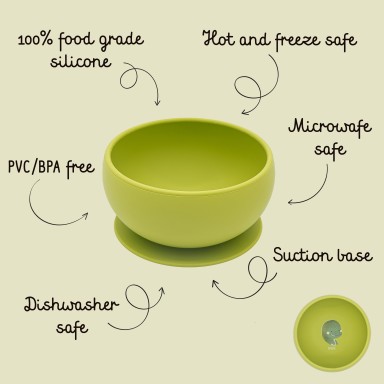 Bol avec ventouse en silicone - Cracky le dinosaure