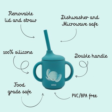 Bicchiere con cannuccia in silicone - Elefante Chewy