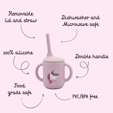 Tasse d'apprentissage en silicone - Sparkly la licorne