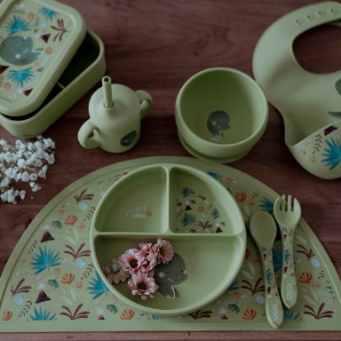 Bicchiere con cannuccia in silicone - Dinosauro Cracky