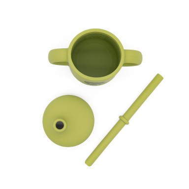Bicchiere con cannuccia in silicone - Dinosauro Cracky