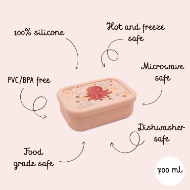 Boîte à goûter en silicone - Slurpy la pieuvre