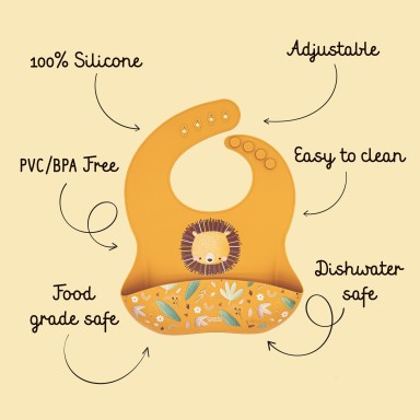 Bavaglino con tasca in silicone - Leone Chompy