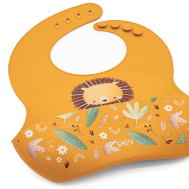 Bavaglino con tasca in silicone - Leone Chompy