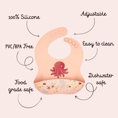 Bavoir en silicone - Slurpy la pieuvre