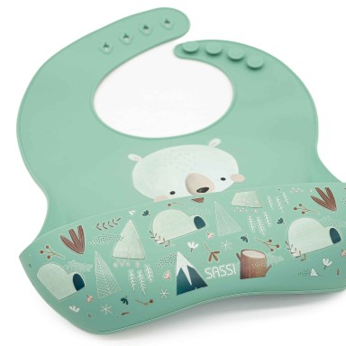 Bavaglino con tasca in silicone - Orso Munchy
