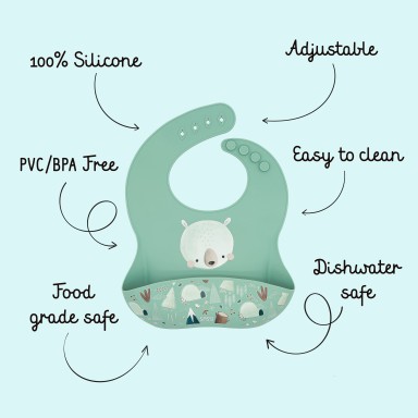 Silicone Bib - Munchy the Bear