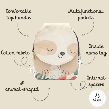 A5 Mini Backpack - Gnawy the Sloth