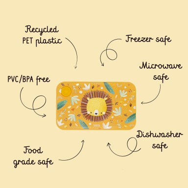 Boîte à goûter en plastique recyclé - Chompy le lion