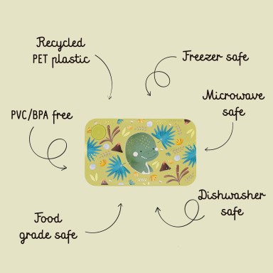 Boîte à goûter en plastique recyclé - Cracky le dinosaure