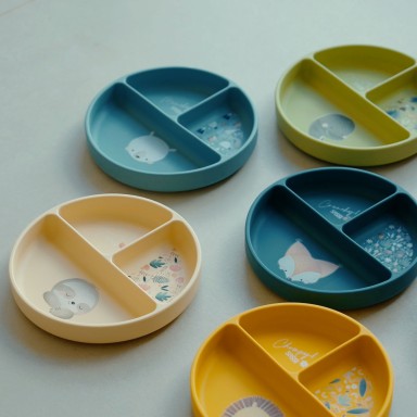 Assiette avec ventouse en silicone - Chompy le lion