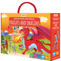 Fantasy book and puzzle. Knights and Dragons