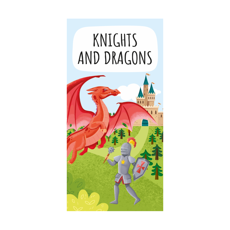 Fantasy book and puzzle. Knights and Dragons