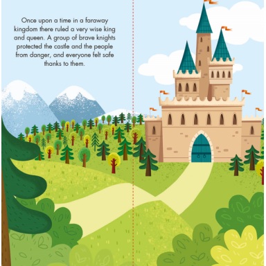 Fantasy book and puzzle. Knights and Dragons