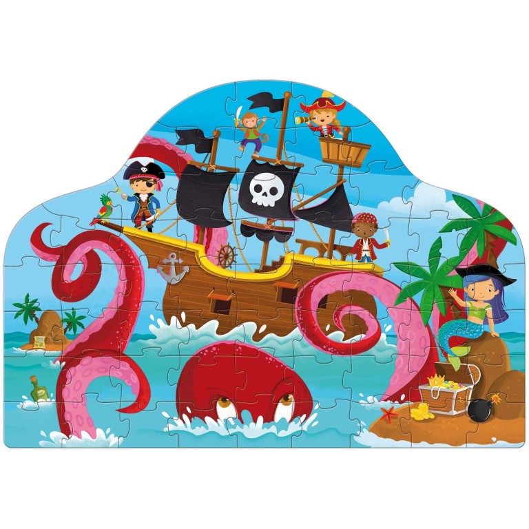 Fantasy book and puzzle. Pirates and Krakens