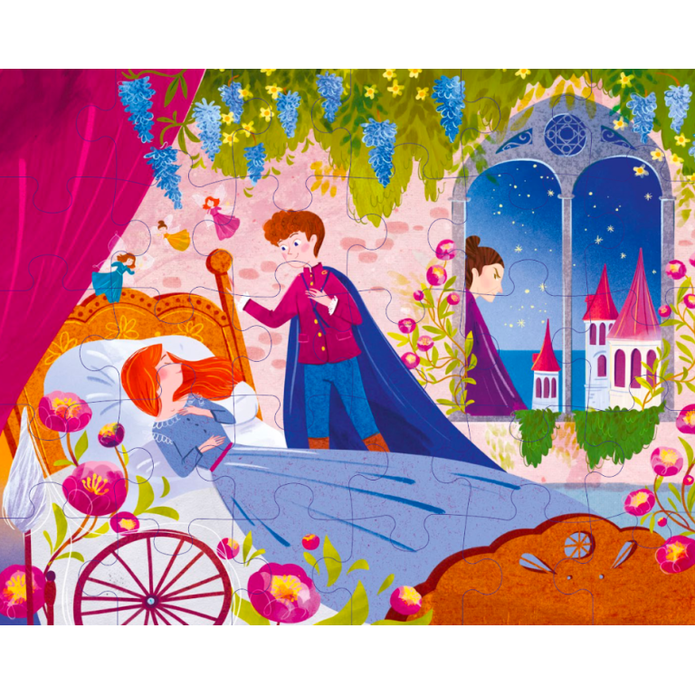 Puzzle et livre. La belle au bois dormant