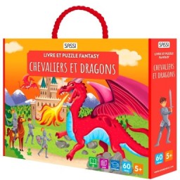 Livre et puzzle fantasy. Chevaliers et dragons