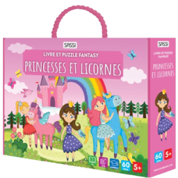 Livre et puzzle. Princesses et licornes