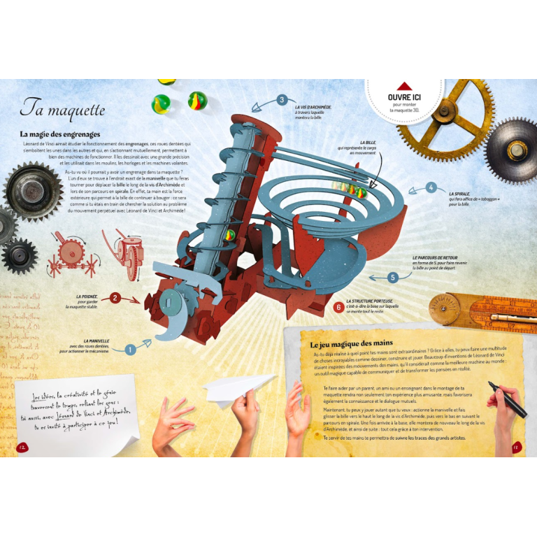 Les machines de Léonard De Vinci. Sur les traches de Archimède